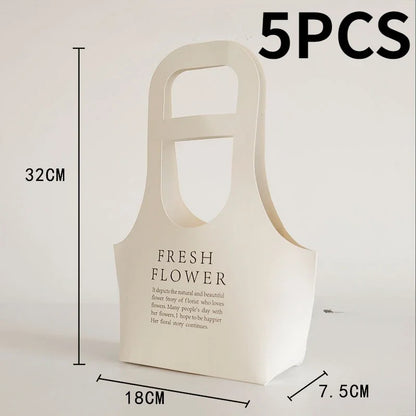 5PCS Holiday Letter Flower Tote Bag Kraft Material Briefcase Tote English Flower Shop Flower Gift Bags