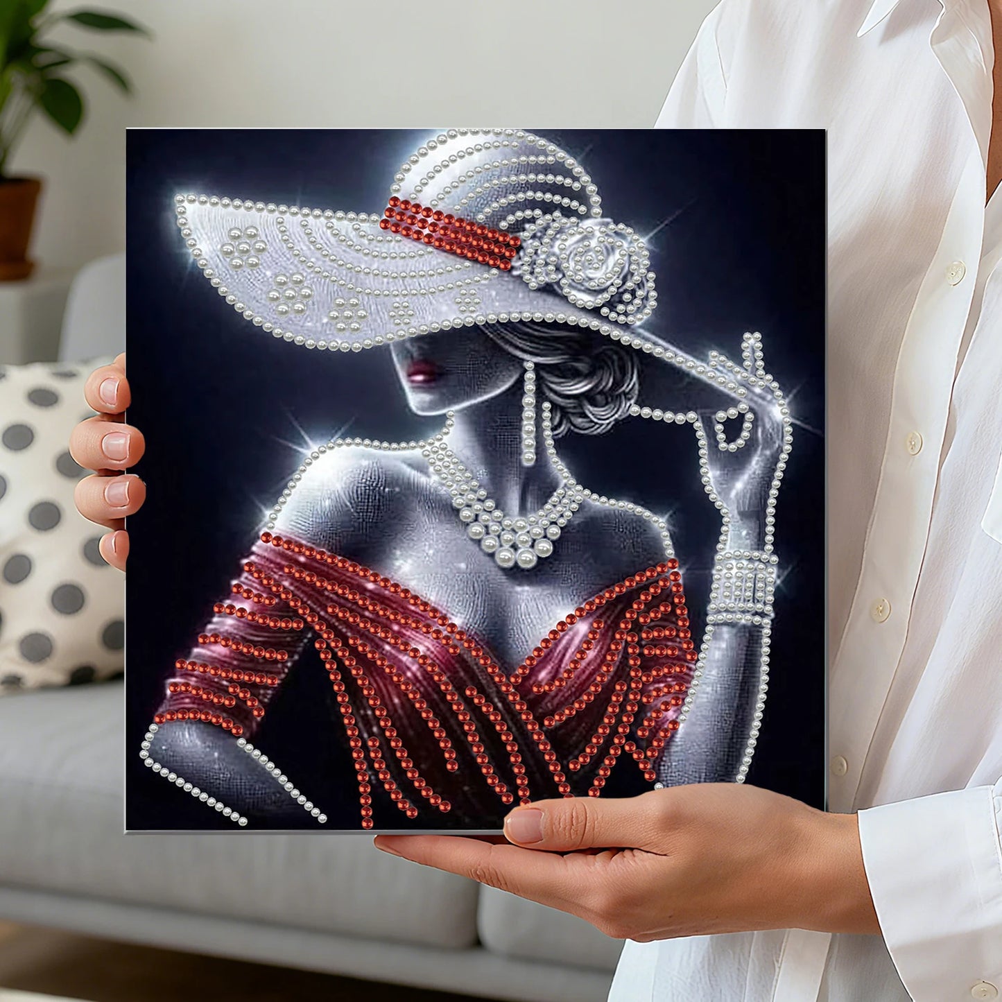 DIY Pearl Gem Paintings Picture Arts Craft for Adults/Beginners Gift Home Decor 30x30cm With Frame