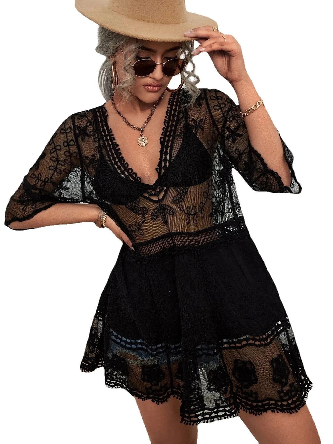 2025 Lace Beach Pareo wear Swim Suit Cover Up Playa  Tunics for  Tunic Swimwear Women