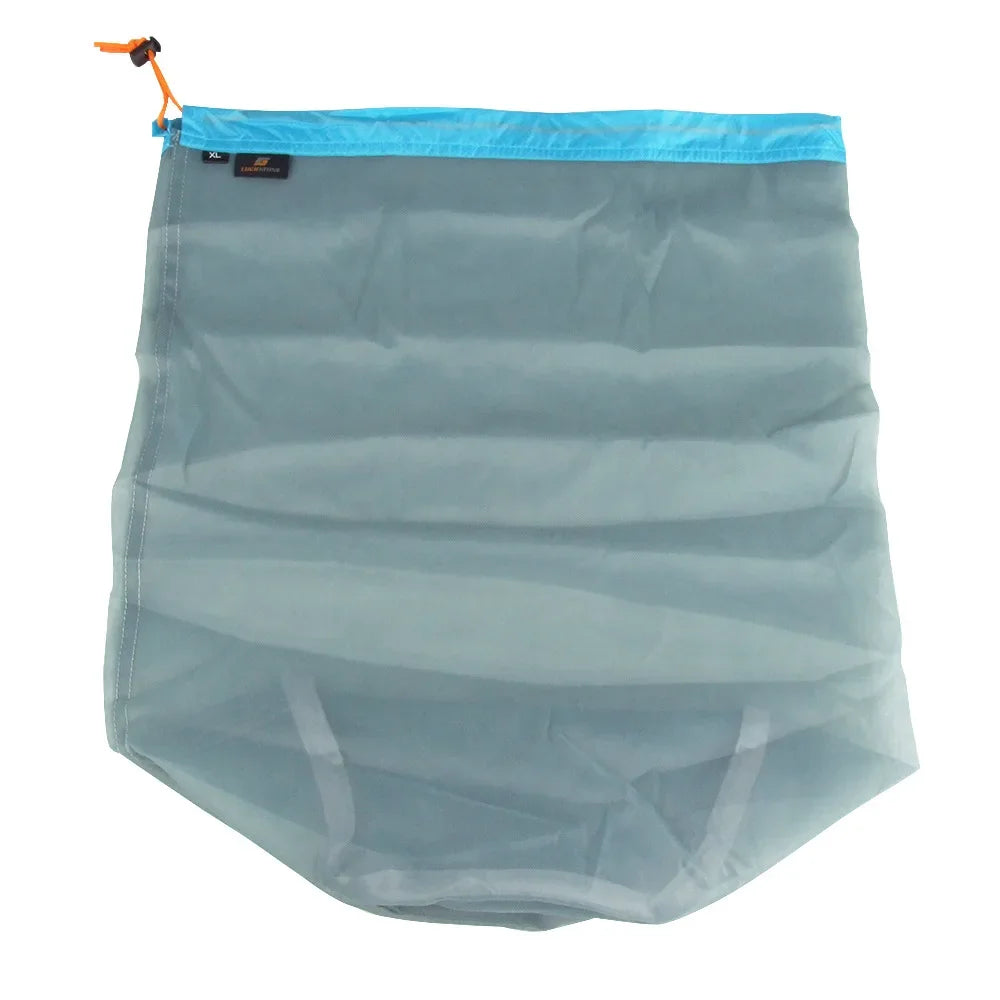 S/M/L/XL/XXL Ultralight Nylon Mesh Bags Sleeping Bag Ditty Sacks Drawstring Storage Bag for Travelling Hiking Camping Outdoor