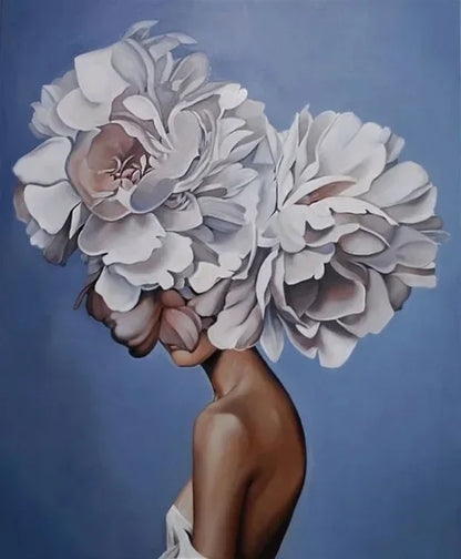 Canvas Painting Wall Art Women and Flowers Abstract Print the Girl with Flowers on Her Head Surrealism Imagine Poster Room Decor