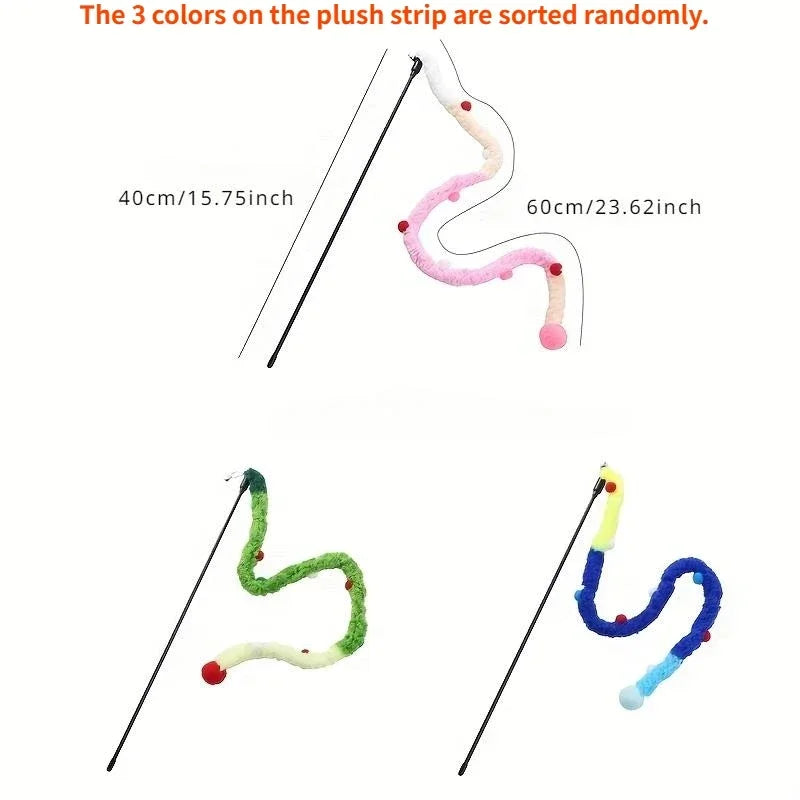 Pet Cat Interactive Teaser Toy Soft Plush Strip Wands Toys for Kitten Cats Play Pet Supplies for Fun And Exercise