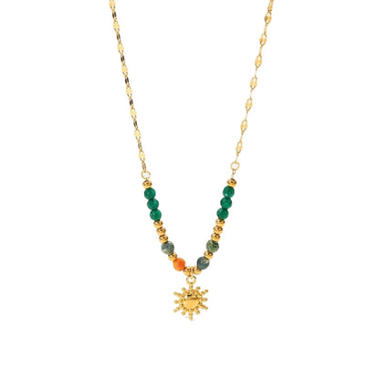 2023 New Fashion Metal Chain Necklace Vibrant Colored Beads Necklace Necklace