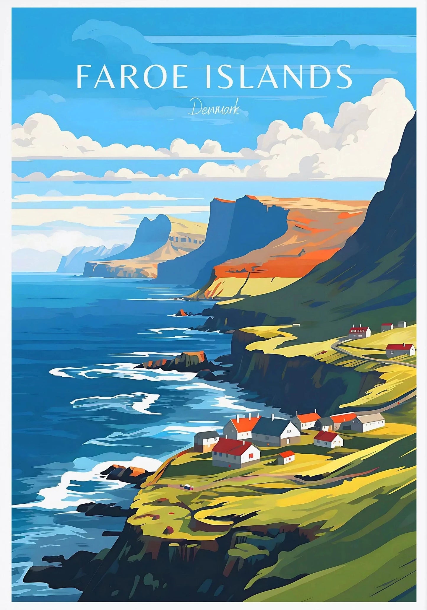 Denmark Portugal Holland Travel Poster Copenhagen Madeira Porto Canvas Painting Wall Art HD Picture for Living Room Home Decor