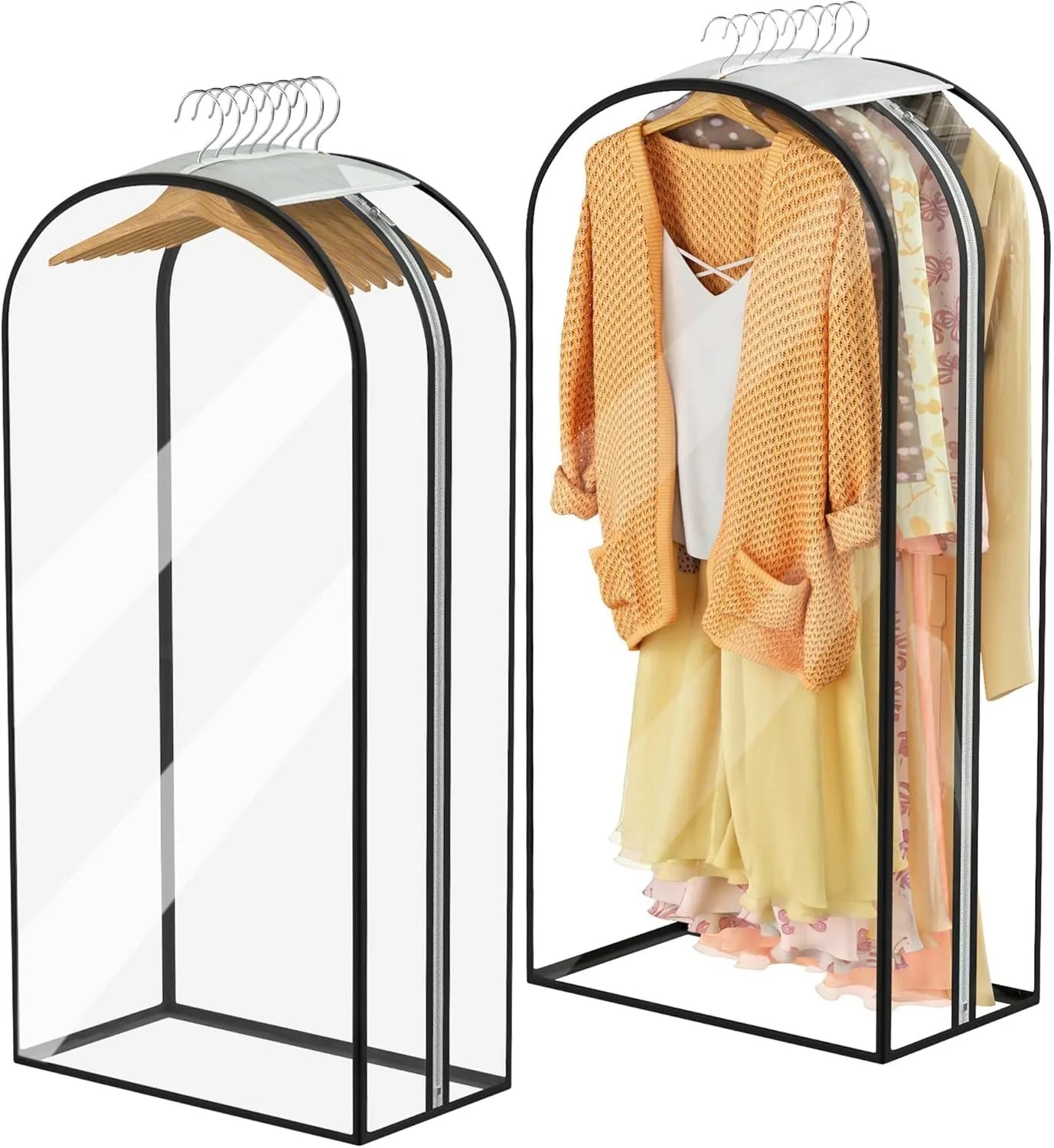 Garment Bags for Hanging Clothes 40” Long,Clear Suit Bags for Closet Storage, Travel Covers with 10"Gussets for Coat Dress Shirt