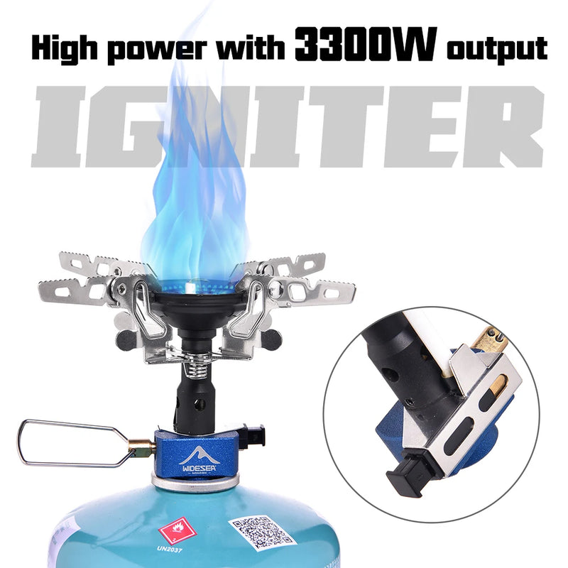Outdoor Camping Gas Burner Outdoor Stove 3300W with Igniter Camping Equipment Portable Tourist Survival Bushcraft Kitchen