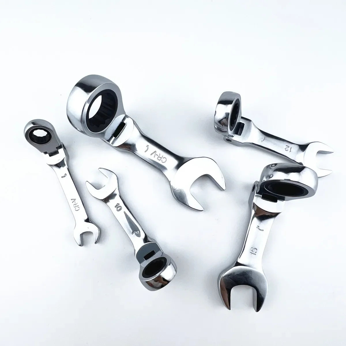 Mini Short Handle Ratchet Wrench With Movable Head Quick Dual-purpose Open End Wrench Hardware Tool Labor-saving Wrench