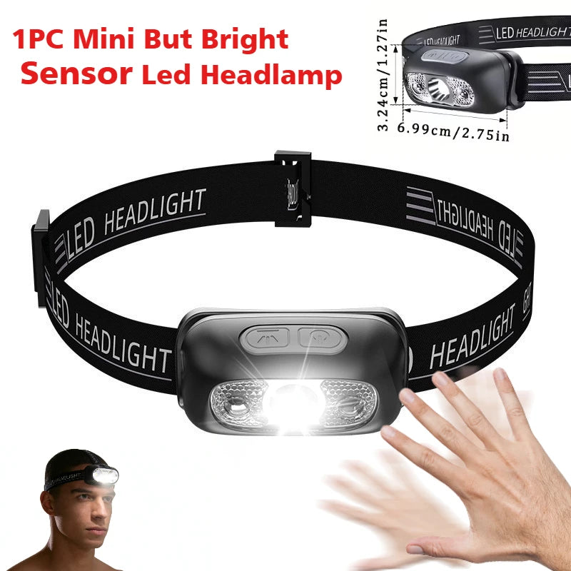 2025 New Ear-Hanging Headlamp, 1000 Lumens Motion Sensor LED Head Light, 3 Modes Light for Hands Free Camping Running Repair