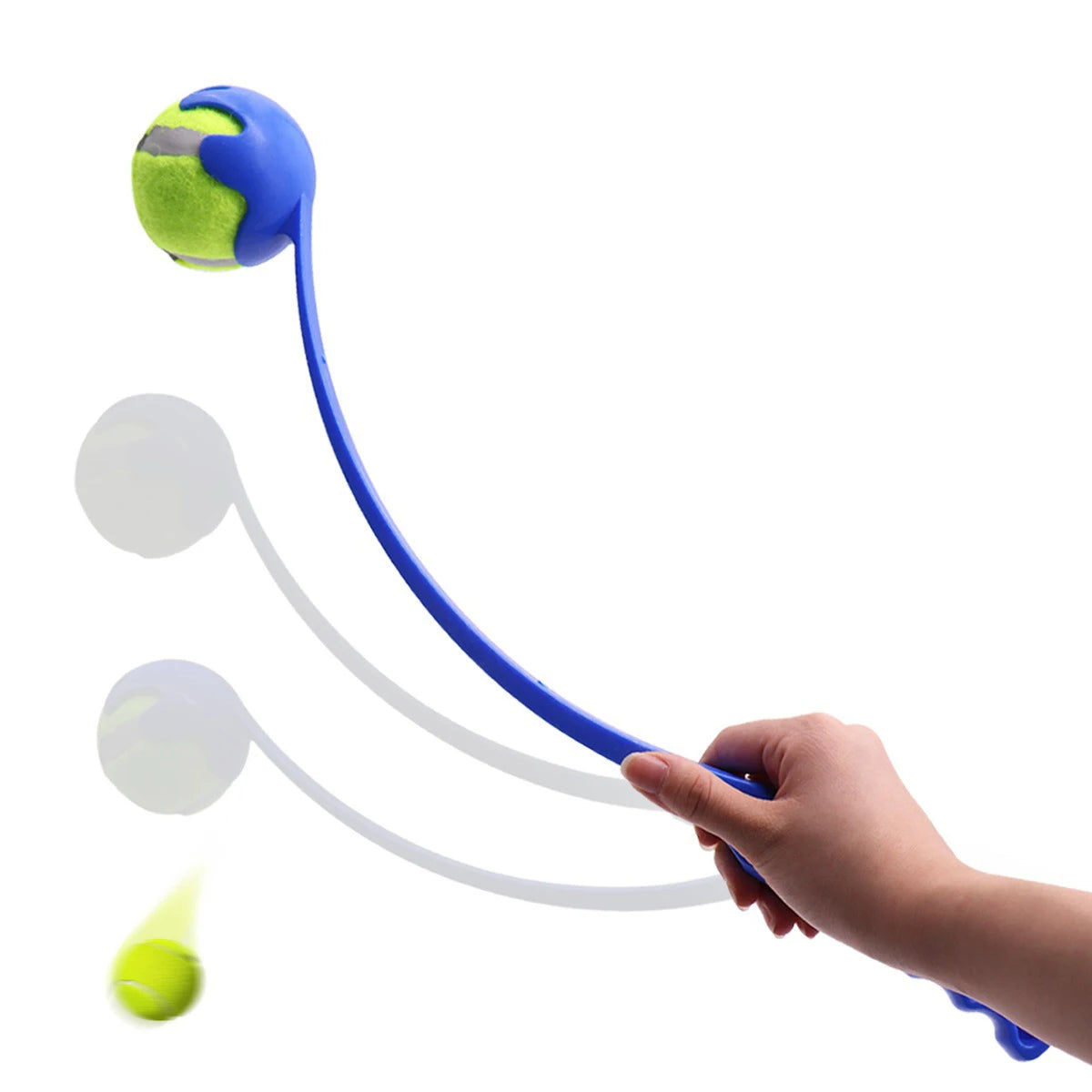 Pet Throwing Stick Toy - Interactive Ball Launcher for Dogs Cats Training, Fetch Game with Rubber Balls