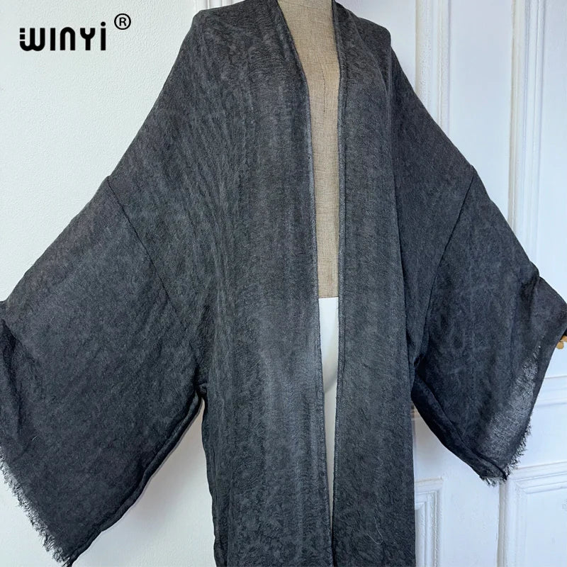 WINYI bohemian kimono kaftan beachwear Cardigan sexy  evening dress abaya dubai luxury cover-ups beach outfits women maxi dress