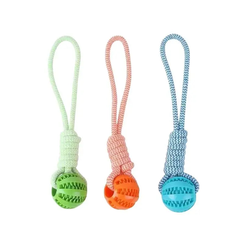 Pet Teeth Cleaning Treat Dispensing Rope Ball Toy, Interactive Tug Rope Chew Toy for Dogs, Slow Feeder Relieve Boredom