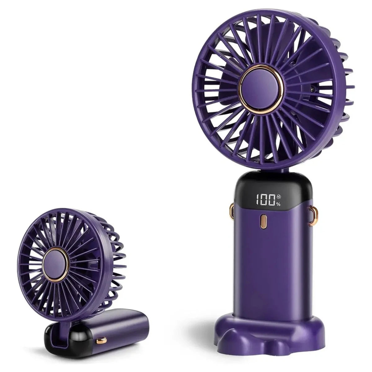 Portable Handheld Mini Fan with Stand, 90° Foldable, 5 Speed Wind,Hand Held/Neck/Desk 3 in 1 Personal Fan,3-6 Hours Battery Life