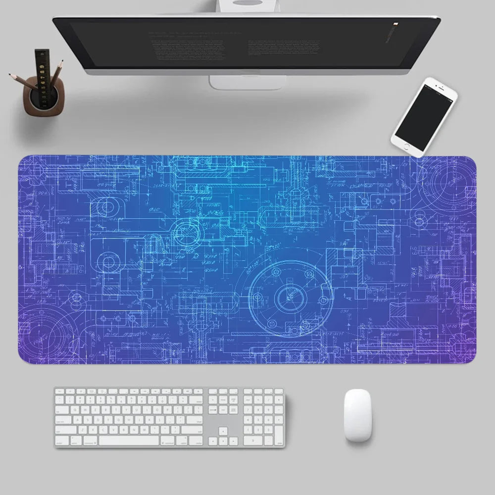 Mouse Pad Gaming Accessory Mechanical Drawings Home Large HD Mousepad XXL MousePads Natural Rubber Carpet Non-Slip Table Mat