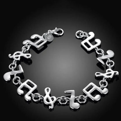 Hot Fine Musical Note Chain 925 Color Silver Bracelets for Women Wedding Party Girl Student Christmas Gifts Fashion Jewelry