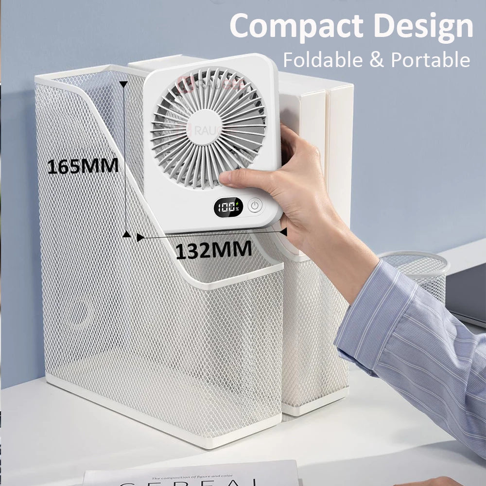 Mini Portable Fan USB Desk Fan Rechargeable Table Fan Small Wall Mounted Ceiling Fan 5 Speeds Powerful Wind Foldable Camping Fan