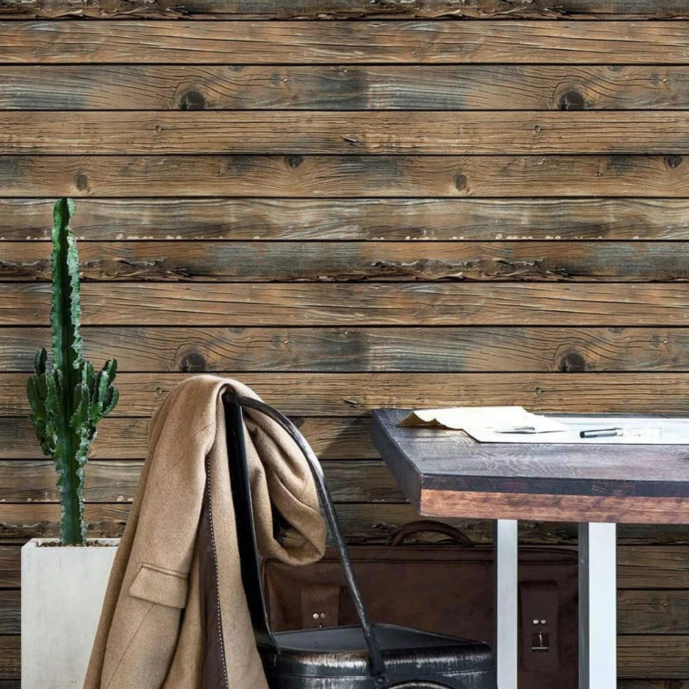 Living Room Refrigerator Furniture Decor Self-adhesive for Restaurant Wood Grain Wallpaper Wall Decor Wall Covering Wallpapers