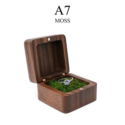 Vintage Wooden Ring Box Jewelry Organizer Square Wood Grain Wedding Rings Holder Earrings Jewelry Display Packaging Gift Boxes