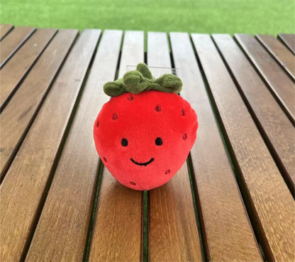 10CM Red Strawberry Fruit Cute Face Expression Stuffed Garden Series Plush Comfort Toy