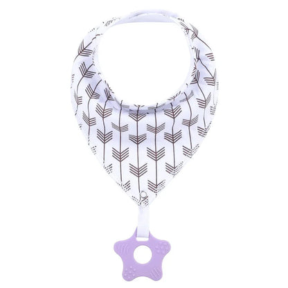 Baby cotton feeding bibs: Multi-functional triangular drool pads with teething toy—skin-friendly,anti-spitup,keeps clothes clean