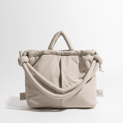 Casual nylon padded tote bag designer soft puffer women shoulder crossbody bags Simple Vintage large capacity handbags 2025