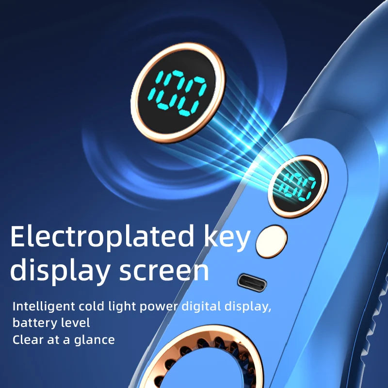 Hanging Neck Fan Digital Display Power Ventilador Bladeless Neckband Fan Portable Mini Air Cooler USB Rechargeable Electric Fans