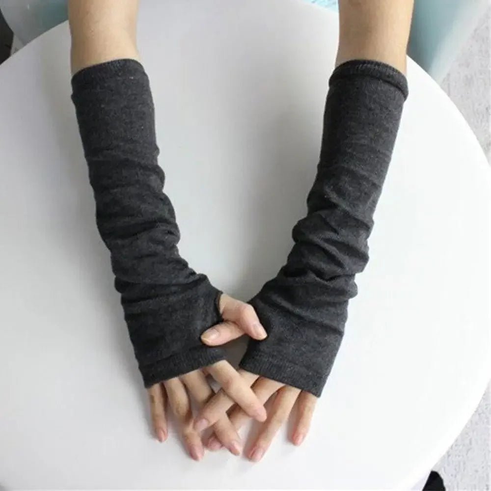 Punk Solid Color Star Knitted Gloves Y2k Gothic Wool Sleeve Cuff Long Hand Sleeve Arm Warmers Winter