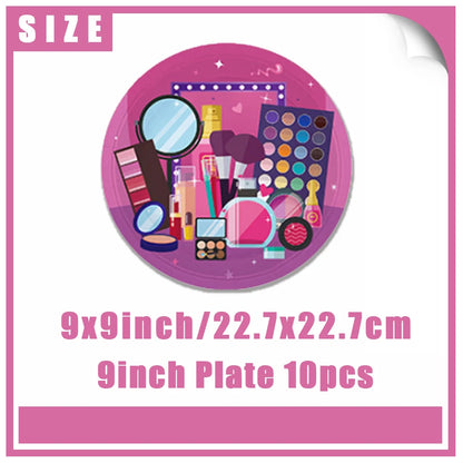 Girl's Birthday Party Supplies  Cosmetics Decorations Background Banners Disposable Cups Plates Knives Forks Spoon Gift Backdrop