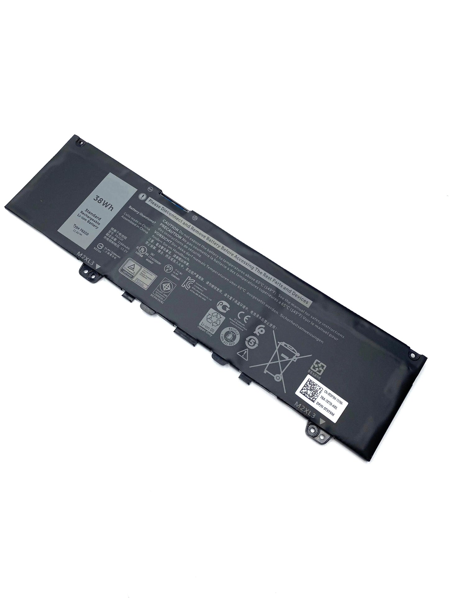 F62G0 Laptop Battery For Dell Inspiron 13 5370 7370 7373 7380 7386 13MF Vostro 5370 P83G P87G 2-in-1 Series RPJC3 39DY5 039DY5