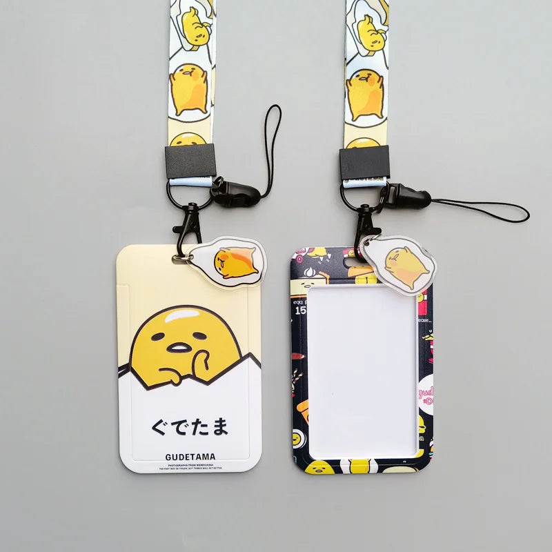 Gudetama ID Badge Holder Cartoon Lanyard Pendant Neck Strap Boys Girls Business Card Holder Keychain Accessories Kids Gifts