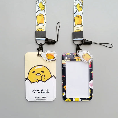 Gudetama ID Badge Holder Cartoon Lanyard Pendant Neck Strap Boys Girls Business Card Holder Keychain Accessories Kids Gifts