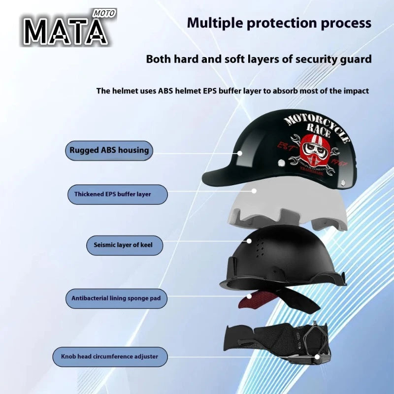 Motorcycle Helmet Retro German Classic Moto Helmet Casco Moto Half Helmet  Capacete De Moto with HD Visors