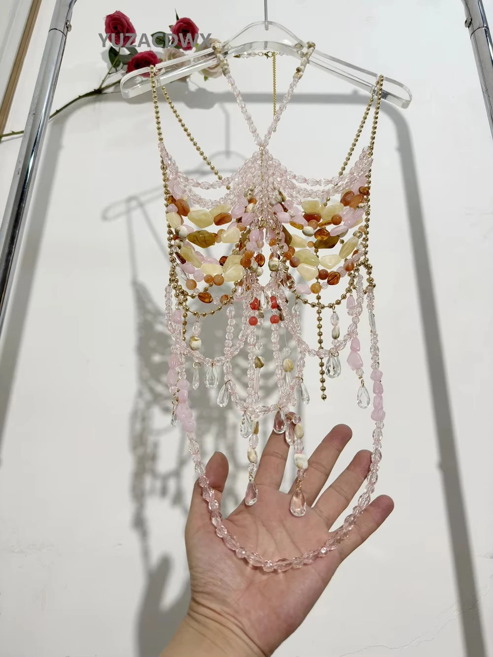 2025 New Women's Necklace Beaded Vest Hollow Out Top Jewelry Exaggerated Pearls Neck Bra Fashion Bra Women's Club Carnival