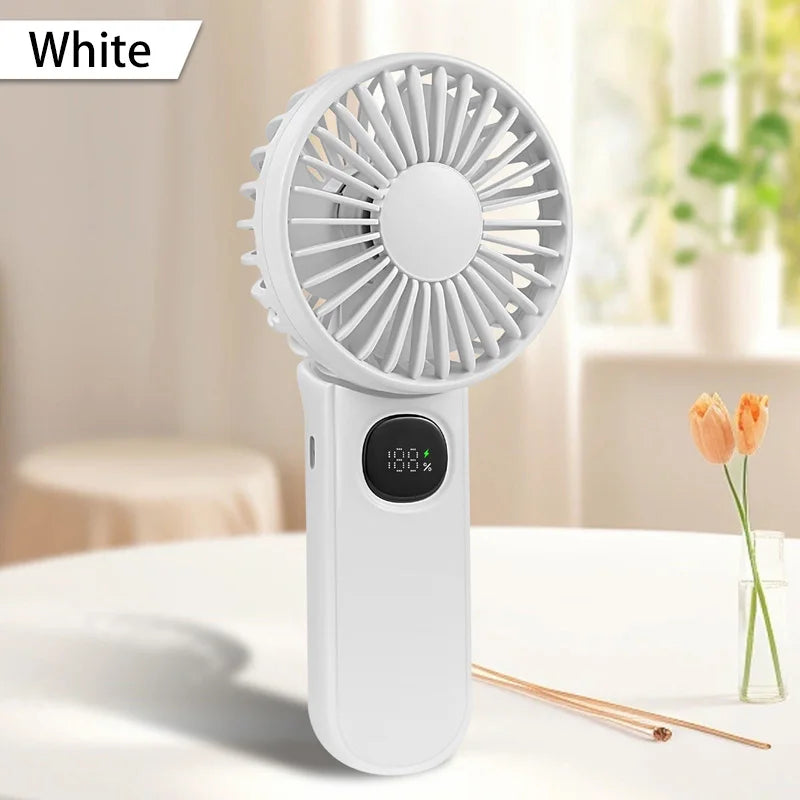 Handheld Fan Foldable Portable Fan with LED Display 3000mAh Battery Operated Mini Hand Held Fan for Travel Beach Outdoor