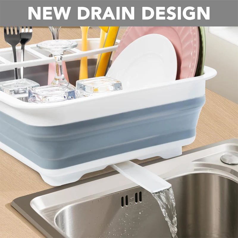 Kitchen Foldable Dish Rack  Storage Holder Drainer Bowl Tableware Plate Portable Drying Rack Home Dinnerware Dish Rack Organizer