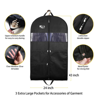 Garment Bags for Travel,Hanging Garment Bags for Men,Double Sides Zipper & Large Mesh Pockets,Monogrammed Closet Clothes Storage