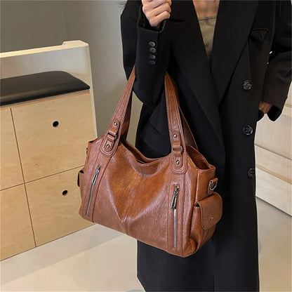 Winter Female Handbag Large Capacity Shoulder Bags Big Tote Bag Ladies Soft Leather Hobos Messenger Bags Women Shopper Bag Sac