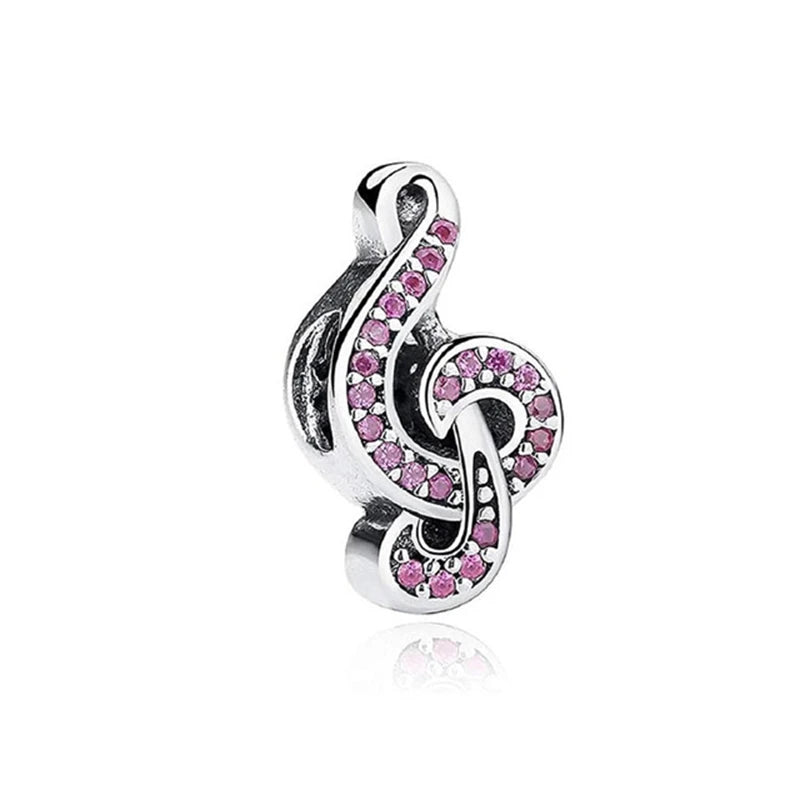 Guitar Microphone Music 925 Sterling Silver Charm Pendant Suitable Fit Original Bracelet Necklace keychain Jewelry Accessories