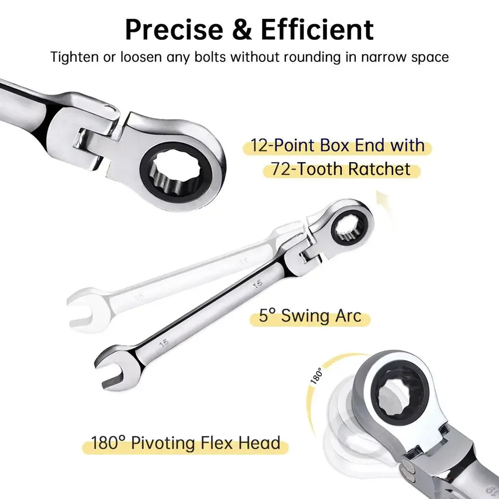 Krachtige Multi-functional 6-25mm Ratchet Wrench with Flexible Head Perfect for Car and Hand Tool Jobs