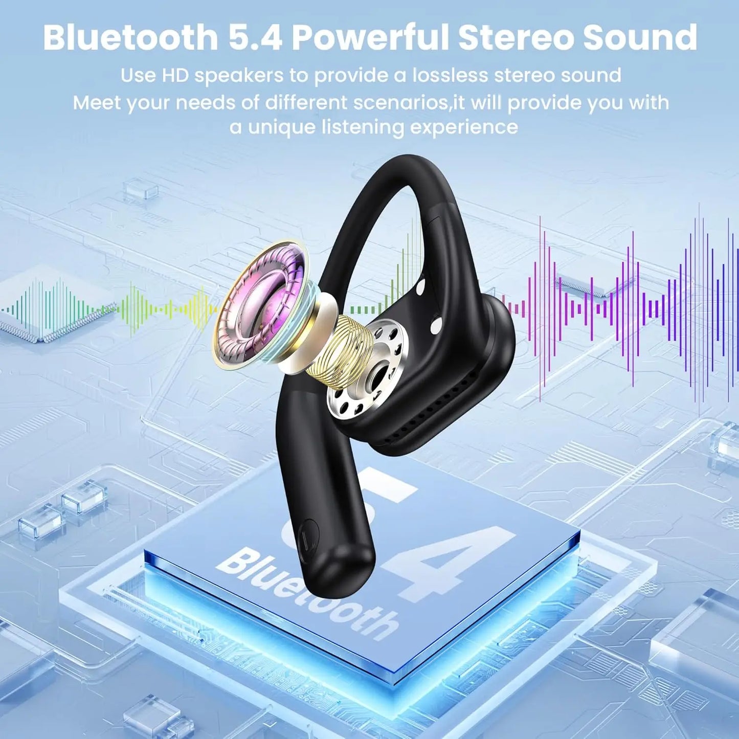 2026 New Open Ear OWS Earphones Bluetooth 5.4 Wireless Headphones HiFi Sound Headset Touch Control TWS Earbuds 60 Hours Playback