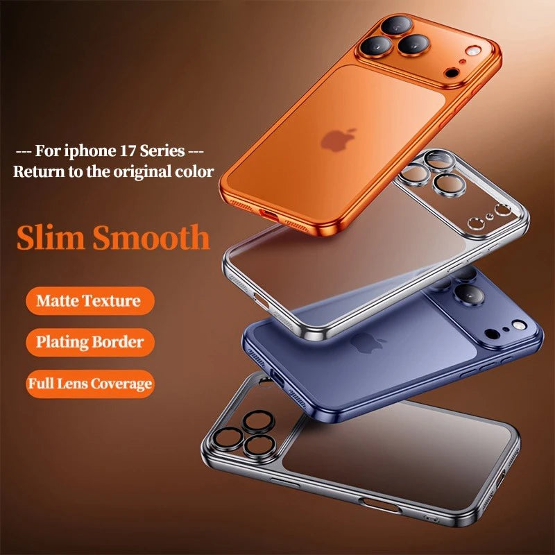 Luxury Plating Clear Phone Case For iPhone 17 14 15 13 16 Pro Max Hard Cases For iPhone17 Pro Max 16Pro Shockproof Matt Cover