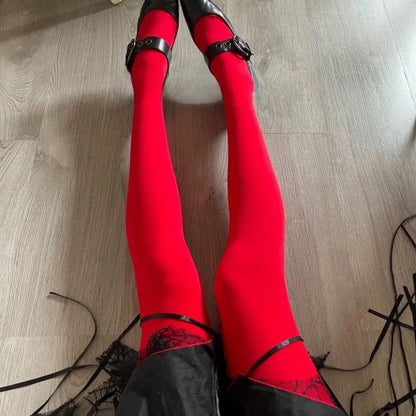 Red Pantyhose Female Retro Velvet Fall And Winter Bottoming Pants Outside Wearing Thin Natal Tight Shaping Bottoming Socks