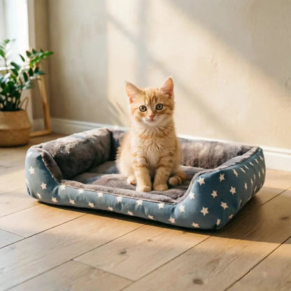 Cozy Print Pet Bed for Dogs & Cats - Soft Plush Warm Kennel Mat, Non-Slip Bottom, Ideal for Small to Medium Pets