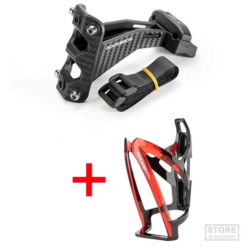ROCKBROS Imitation Carbon Fiber Bicycle Water Bottle Holder Adapter Saddle Double Cup Extension Stand Seat Cycling Equipment