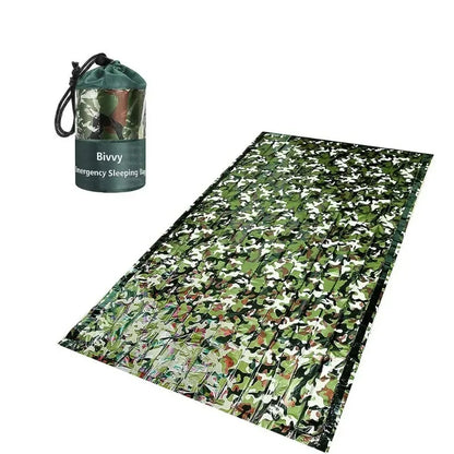 PE Emergency Sleeping Bag Camouflage Waterproof Portable Survival 120x200cm Sleeping Bag for Outdoor Camping Hiking Adventure