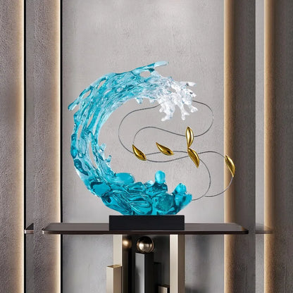 Home Decor Abstract Art Sculpture Decoration Luxury Villa Living Room Entrance Office Desktop Blue Transparent Decorations Craft