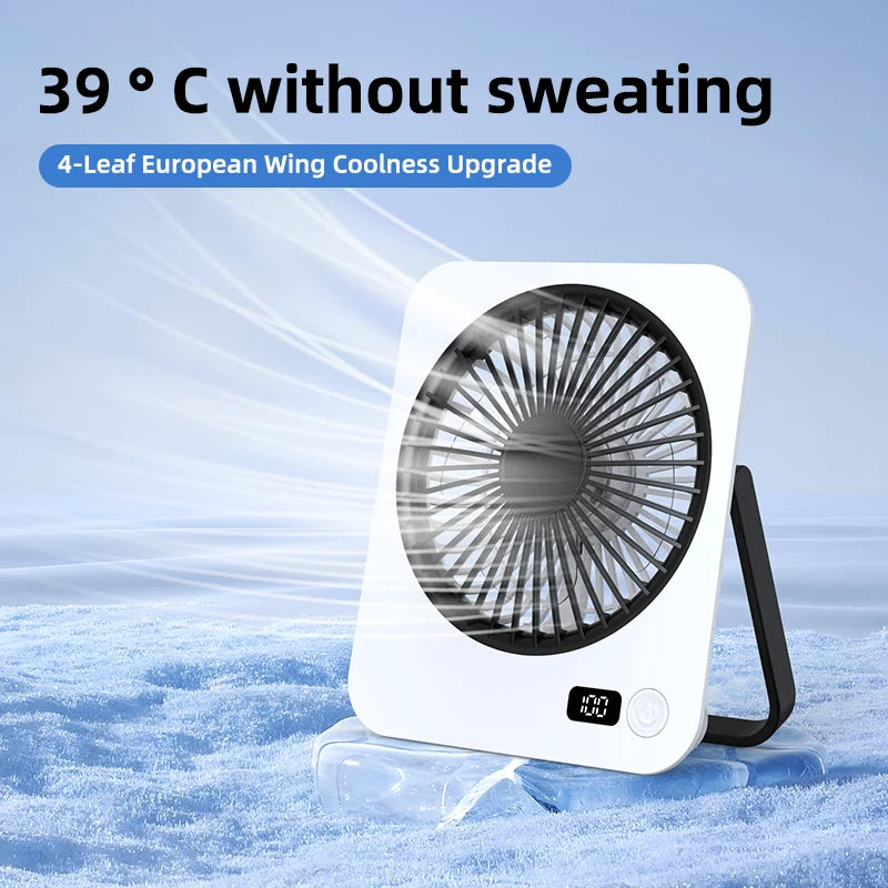 Portable Foldable Desk Fan with LED Display and 5-Speed Adjustable USB Rechargeable Silent Mini Fan For Outdoor House Table Fans
