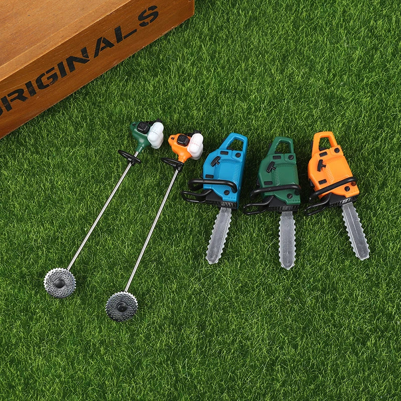 Dollhouse Chain Saw Lawn Mower Model Simulation Repair Tool Saw 1:12 Dolls Houses Miniature Furniture Garden Tools Accessories