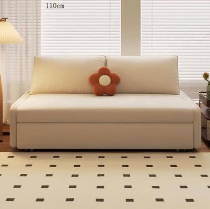 Modern simple solid wood sofa bed foldable for sitting and lying