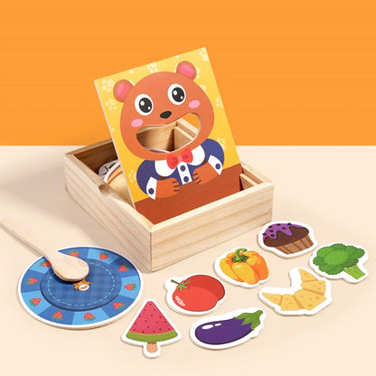 Parent child simulation teddy bear feeding game, early childhood education, baby's fine action, spoon training toy