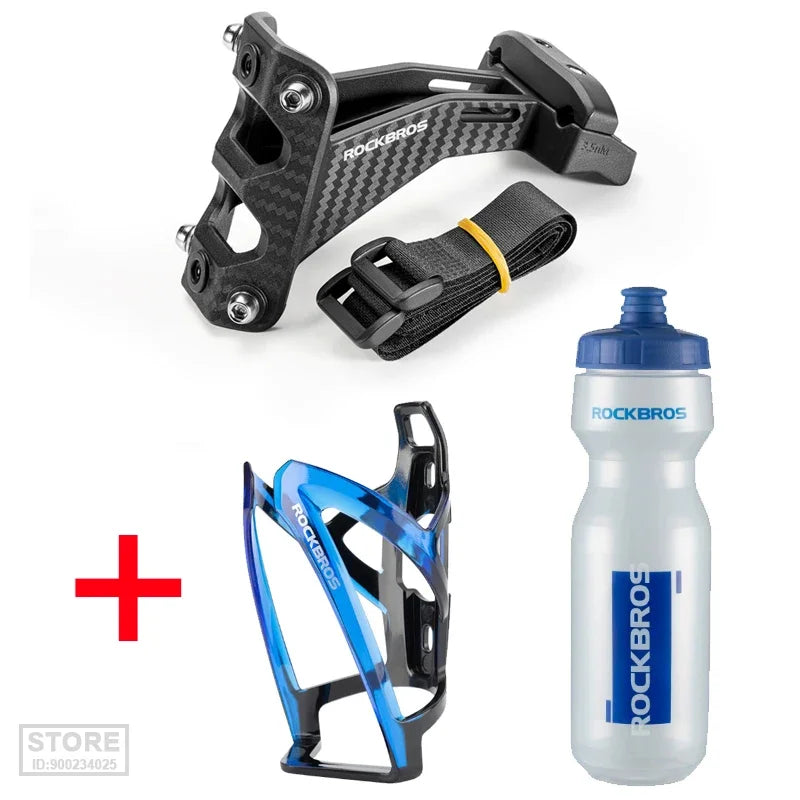 ROCKBROS Imitation Carbon Fiber Bicycle Water Bottle Holder Adapter Saddle Double Cup Extension Stand Seat Cycling Equipment